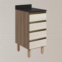 Balcao Com Tampo 4 Gavetas 40 Cm Mdf 16410 Carvalho Toq Bianco Toq Nicioli - 5