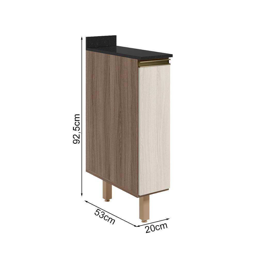 Balcao Com Tampo 1 Porta 20cm Mdf 16796 Carvalho Toq Bianco Toq Nicioli - 3