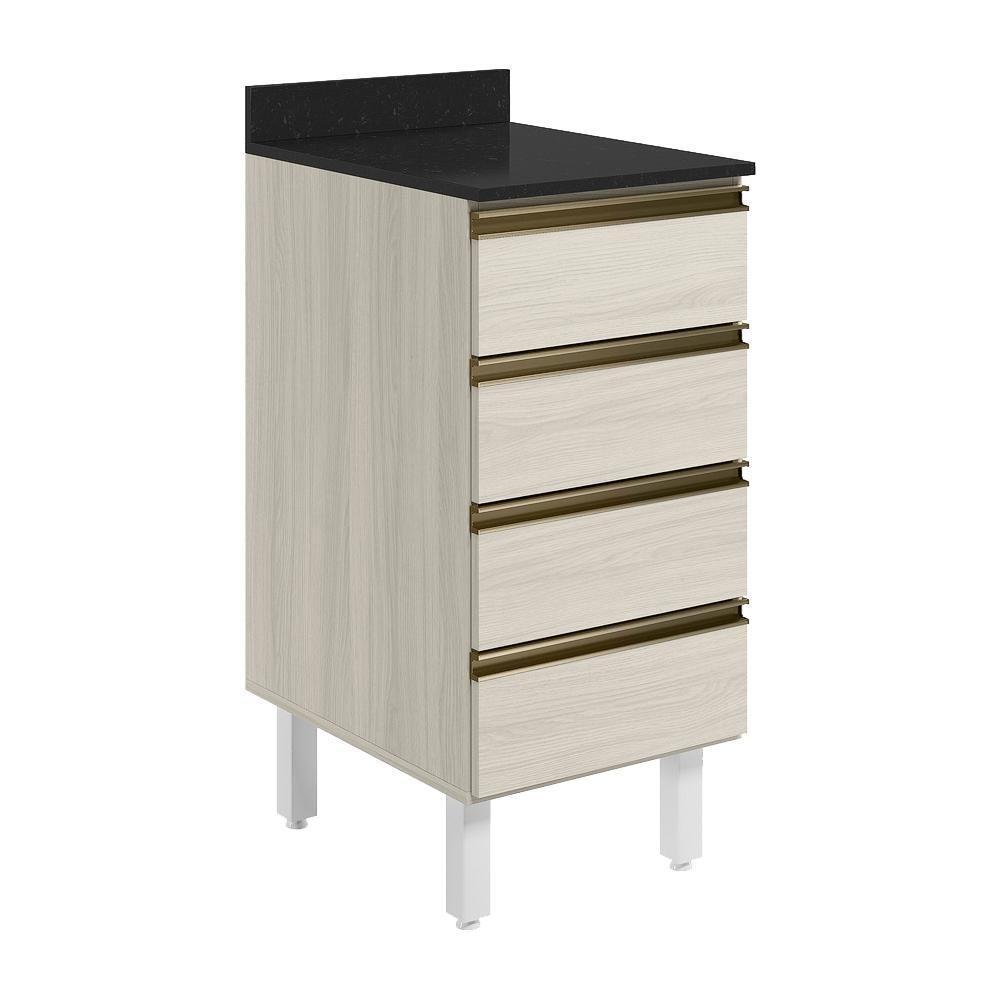Balcao Com Tampo 4 Gavetas 40 Cm Mdf 16410 Bianco Toq Bianco Toq Nicioli - 1
