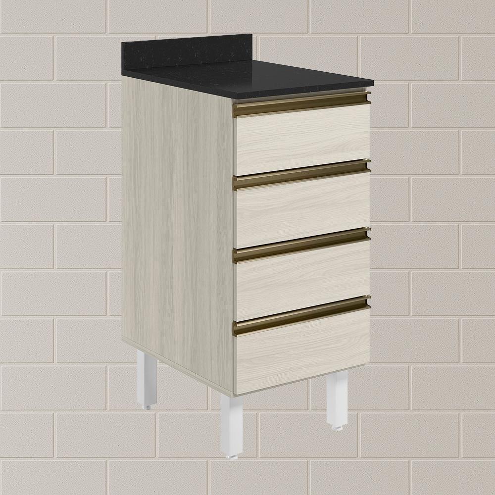 Balcao Com Tampo 4 Gavetas 40 Cm Mdf 16410 Bianco Toq Bianco Toq Nicioli - 4