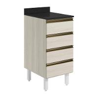 Balcao Com Tampo 4 Gavetas 40 Cm Mdf 16410 Bianco Toq Bianco Toq Nicioli - 1