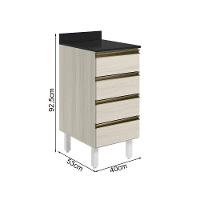 Balcao Com Tampo 4 Gavetas 40 Cm Mdf 16410 Bianco Toq Bianco Toq Nicioli - 3