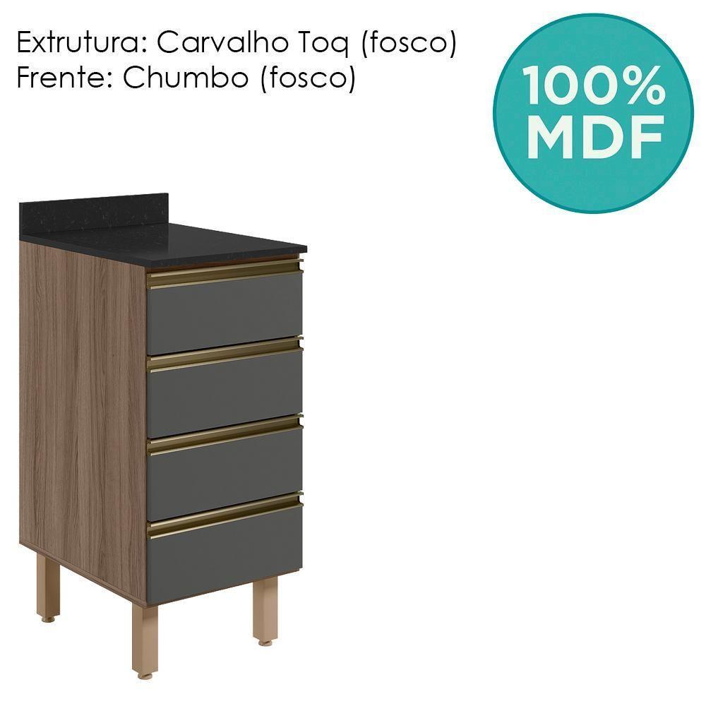Balcao Com Tampo 4 Gavetas 40 Cm Mdf 16410 Carvalho Toq Chumbo Nicioli - 2