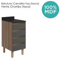 Balcao Com Tampo 4 Gavetas 40 Cm Mdf 16410 Carvalho Toq Chumbo Nicioli - 2