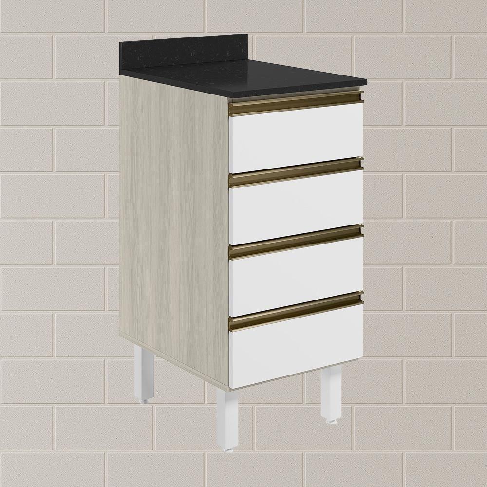 Balcao Com Tampo 4 Gavetas 40 Cm Mdf 16410 Bianco Toq Branco Uv Nicioli - 2