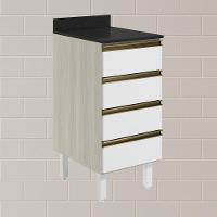 Balcao Com Tampo 4 Gavetas 40 Cm Mdf 16410 Bianco Toq Branco Uv Nicioli - 2