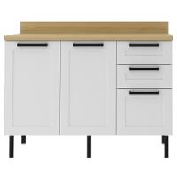 Balcao Com Tampo 120 Cm Mdf 2 Portas 3gavetas Branco Carvalho Tecno Mobili - 1