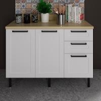 Balcao Com Tampo 120 Cm Mdf 2 Portas 3gavetas Branco Carvalho Tecno Mobili - 7