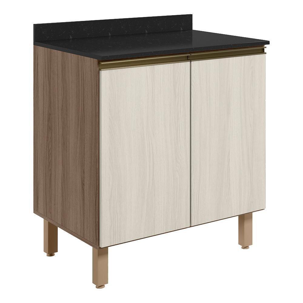 Balcao Com Tampo 2p 60 Cm Mdf Kali 12220 Carvalho Toq Bianco Toq Nicioli - 1