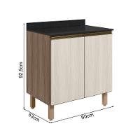 Balcao Com Tampo 2p 60 Cm Mdf Kali 12220 Carvalho Toq Bianco Toq Nicioli - 3