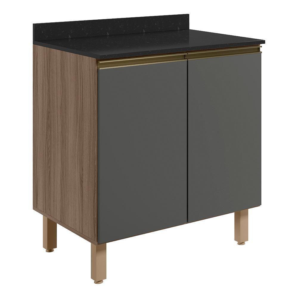 Balcao Com Tampo 2p 60 Cm Mdf Kali 12220 Carvalho Toq Chumbo Nicioli - 1