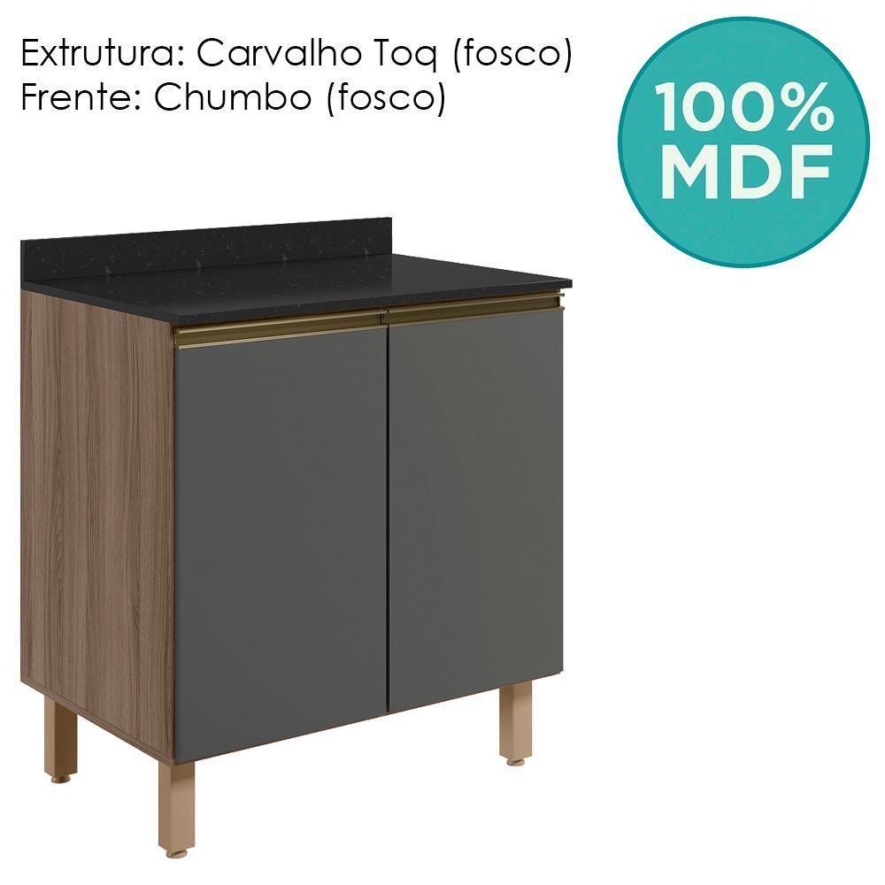 Balcao Com Tampo 2p 60 Cm Mdf Kali 12220 Carvalho Toq Chumbo Nicioli - 4