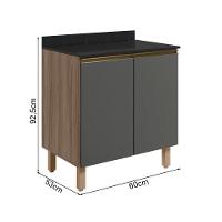 Balcao Com Tampo 2p 60 Cm Mdf Kali 12220 Carvalho Toq Chumbo Nicioli - 3