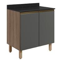 Balcao Com Tampo 2 Portas 70 Cm Mdf Kali 12221 Carvalho Toq Chumbo Nicioli - 1