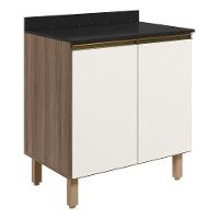 Balcao Com Tampo 2 Portas 80 Cm Mdf Kali 12223 Carvalho Toq Off White Cetim Nicioli - 1