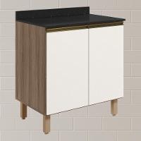 Balcao Com Tampo 2 Portas 80 Cm Mdf Kali 12223 Carvalho Toq Off White Cetim Nicioli - 7