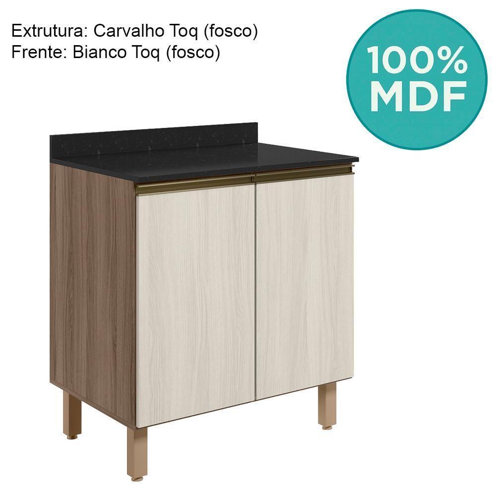Balcao Com Tampo 2 Portas 70 Cm Mdf Kali 12221 Carvalho Toq Bianco Toq Nicioli - 4