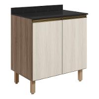 Balcao Com Tampo 2 Portas 70 Cm Mdf Kali 12221 Carvalho Toq Bianco Toq Nicioli - 1