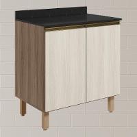 Balcao Com Tampo 2 Portas 70 Cm Mdf Kali 12221 Carvalho Toq Bianco Toq Nicioli - 2