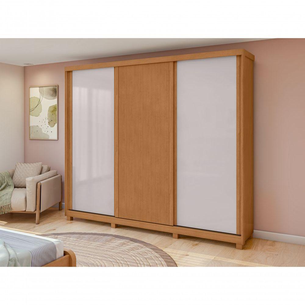 Guarda-roupas Ollie 276cm 3 Portas 6 Gavetas 6 Prateleiras Sem Espelho Com Pés 2gav3 - Lopas Amendoa Clean/off White - 4