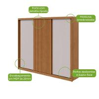 Guarda-roupas Ollie 276cm 3 Portas 6 Gavetas 6 Prateleiras Sem Espelho Com Pés 2gav3 - Lopas Amendoa Clean/off White - 3