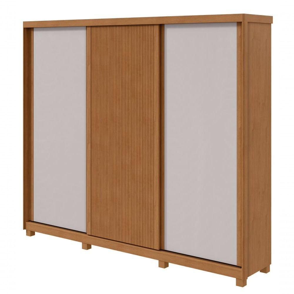 Guarda-roupas Ollie 276cm 3 Portas 6 Gavetas 6 Prateleiras Sem Espelho Com Pés Amendoa Clean Off White - 1