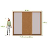 Guarda-roupas Ollie 276cm 3 Portas 6 Gavetas 6 Prateleiras Sem Espelho Com Pés Amendoa Clean Off White - 3