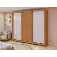 Guarda-roupas Ollie 276cm 3 Portas 6 Gavetas 6 Prateleiras Sem Espelho Com Pés Amendoa Clean Off White