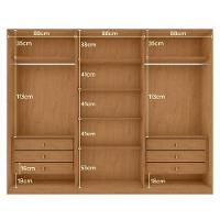 Guarda-roupas Ollie 276cm 3 Portas 6 Gavetas 6 Prateleiras Sem Espelho Com Pés 2gav3 - Lopas Amendoa Clean - 2