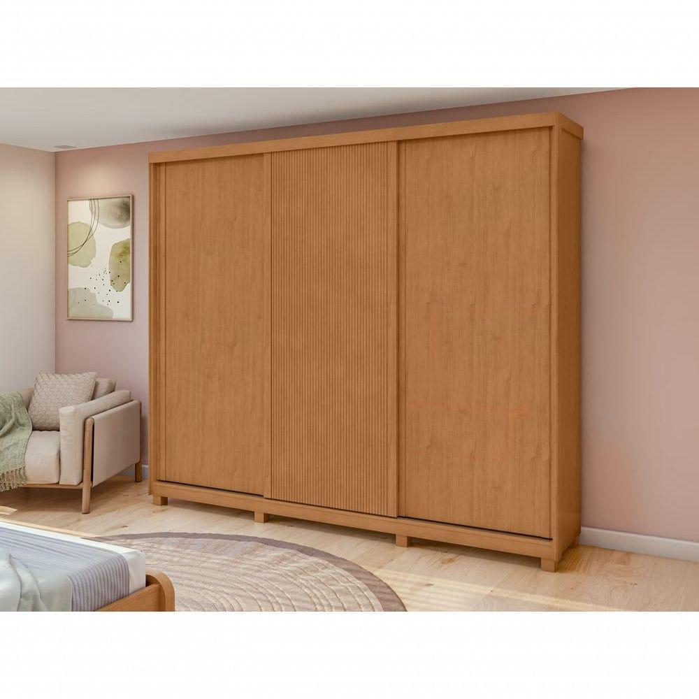 Guarda-roupas Ollie 276cm 3 Portas 6 Gavetas 6 Prateleiras Sem Espelho Com Pés Amendoa Clean - 5