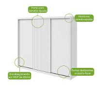 Guarda-roupas Ollie 276cm 3 Portas 6 Gavetas 6 Prateleiras Sem Espelho Com Pés Branco - 3