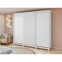 Guarda-roupas Ollie 276cm 3 Portas 6 Gavetas 6 Prateleiras Sem Espelho Com Pés Branco