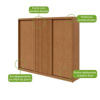 Guarda-roupas Ollie 276cm 3 Portas 6 Gavetas 6 Prateleiras Sem Espelho Com Pés Amendoa Clean