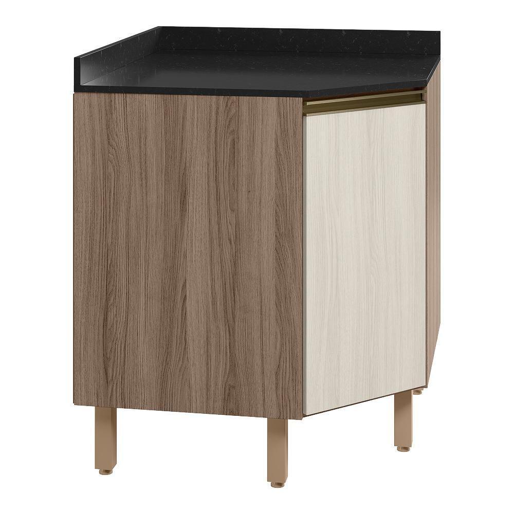 Balcao Canto Obliquo Tampo Mdf Kali 12222 Carvalho Toq Bianco Toq Nicioli - 1