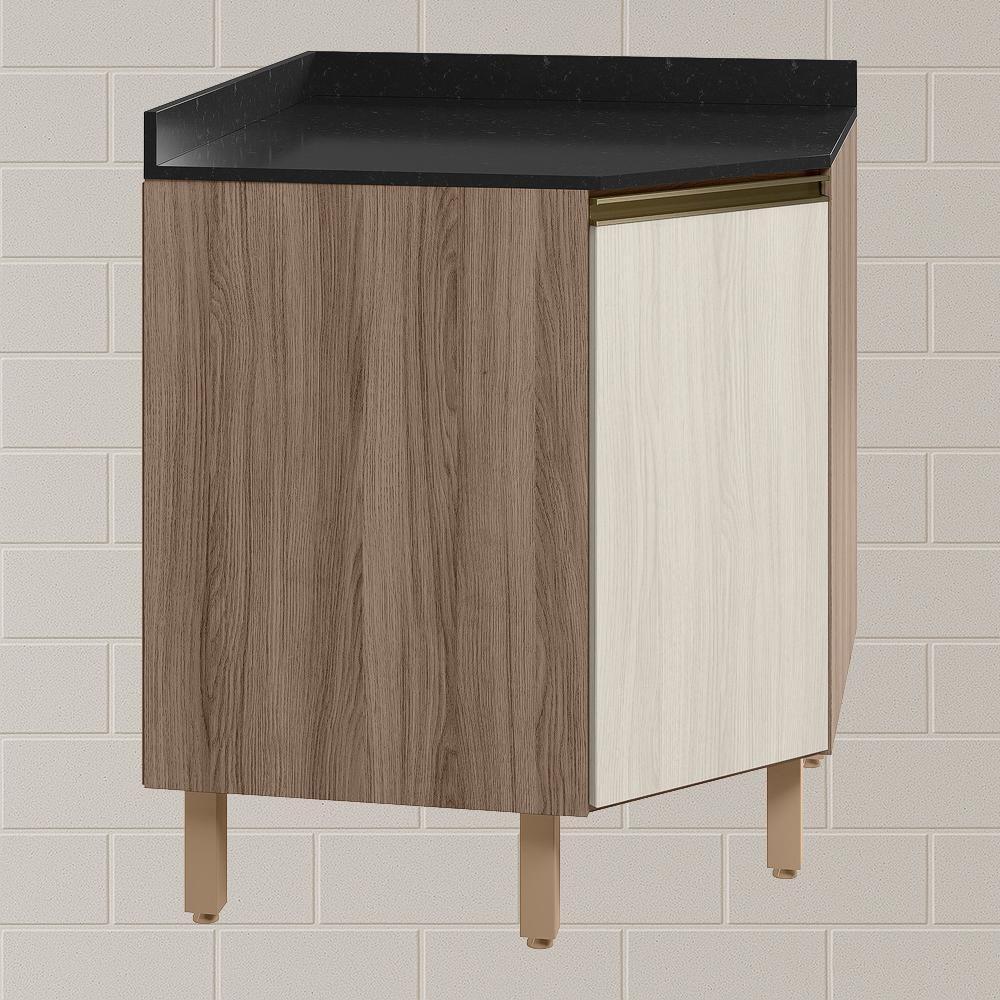 Balcao Canto Obliquo Tampo Mdf Kali 12222 Carvalho Toq Bianco Toq Nicioli - 2