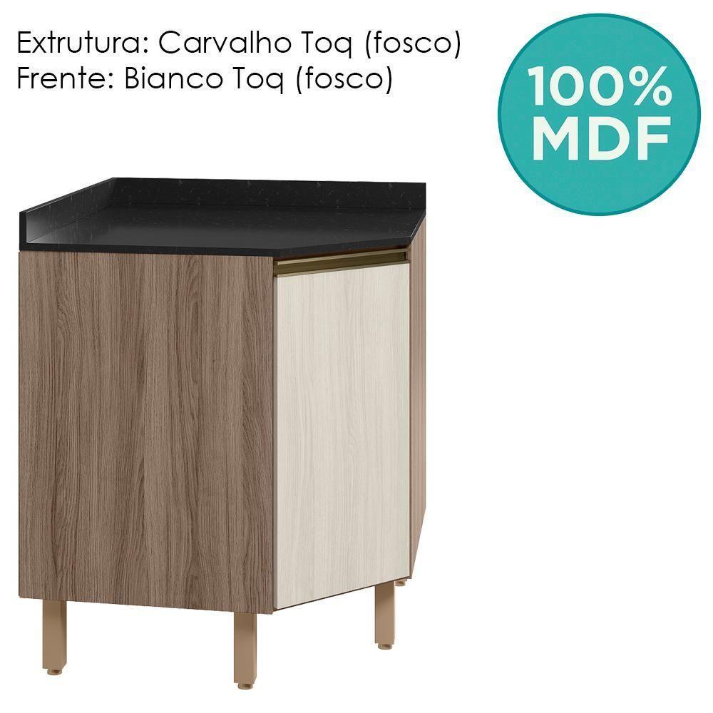 Balcao Canto Obliquo Tampo Mdf Kali 12222 Carvalho Toq Bianco Toq Nicioli - 4