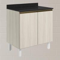 Balcao Com Tampo 2 Portas 80 Cm Mdf Kali 12223 Bianco Toq Bianco Toq Nicioli - 2