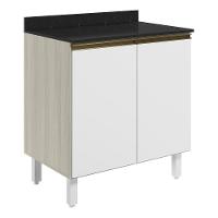 Balcao Com Tampo 2 Portas 80 Cm Mdf Kali 12223 Bianco Toq Branco Uv Nicioli - 1