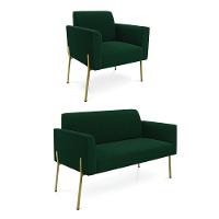 Namoradeira E Poltrona Pé Ferro Dourado Marisa Bouclê Verde D03 - D'rossi - 1