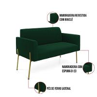 Namoradeira E Poltrona Pé Ferro Dourado Marisa Bouclê Verde D03 - D'rossi - 3