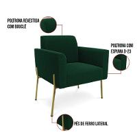 Namoradeira E Poltrona Pé Ferro Dourado Marisa Bouclê Verde D03 - D'rossi