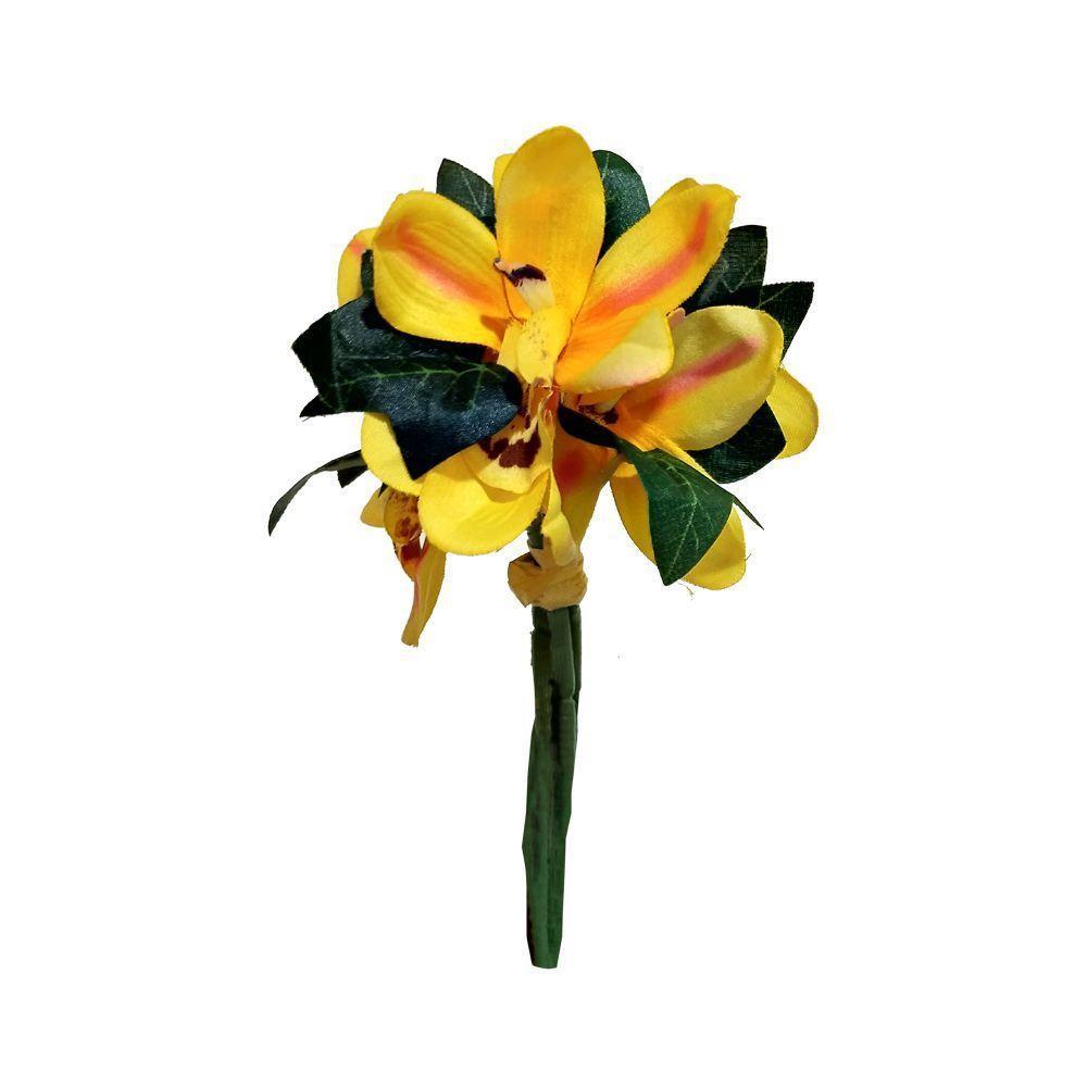 Flor Orquídea Cymbidium Amarelo 18 Cm - D'rossi - 1