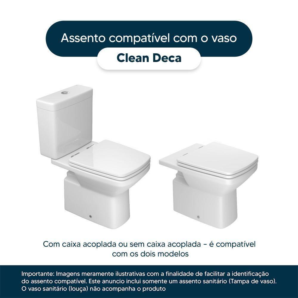 Tampa De Vaso Poliéster Clean Branco Para Bacia Deca 1.6gpf 6lpf - 4