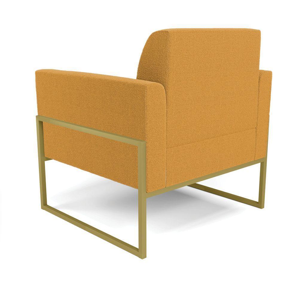 Poltrona Sala Estar Industrial Alta Dourado Marisa Bouclê Mostarda D03 - D'rossi - 7