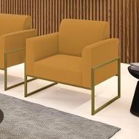 Poltrona Sala Estar Industrial Alta Dourado Marisa Bouclê Mostarda D03 - D'rossi - 2