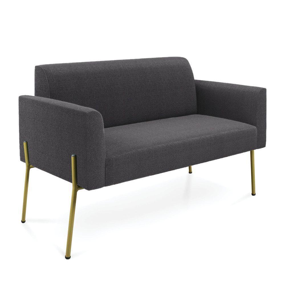 Namoradeira E 2 Poltronas Pé Ferro Dourado Marisa Bouclê Grafite D03 - D'rossi - 7