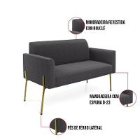 Namoradeira E 2 Poltronas Pé Ferro Dourado Marisa Bouclê Grafite D03 - D'rossi - 3