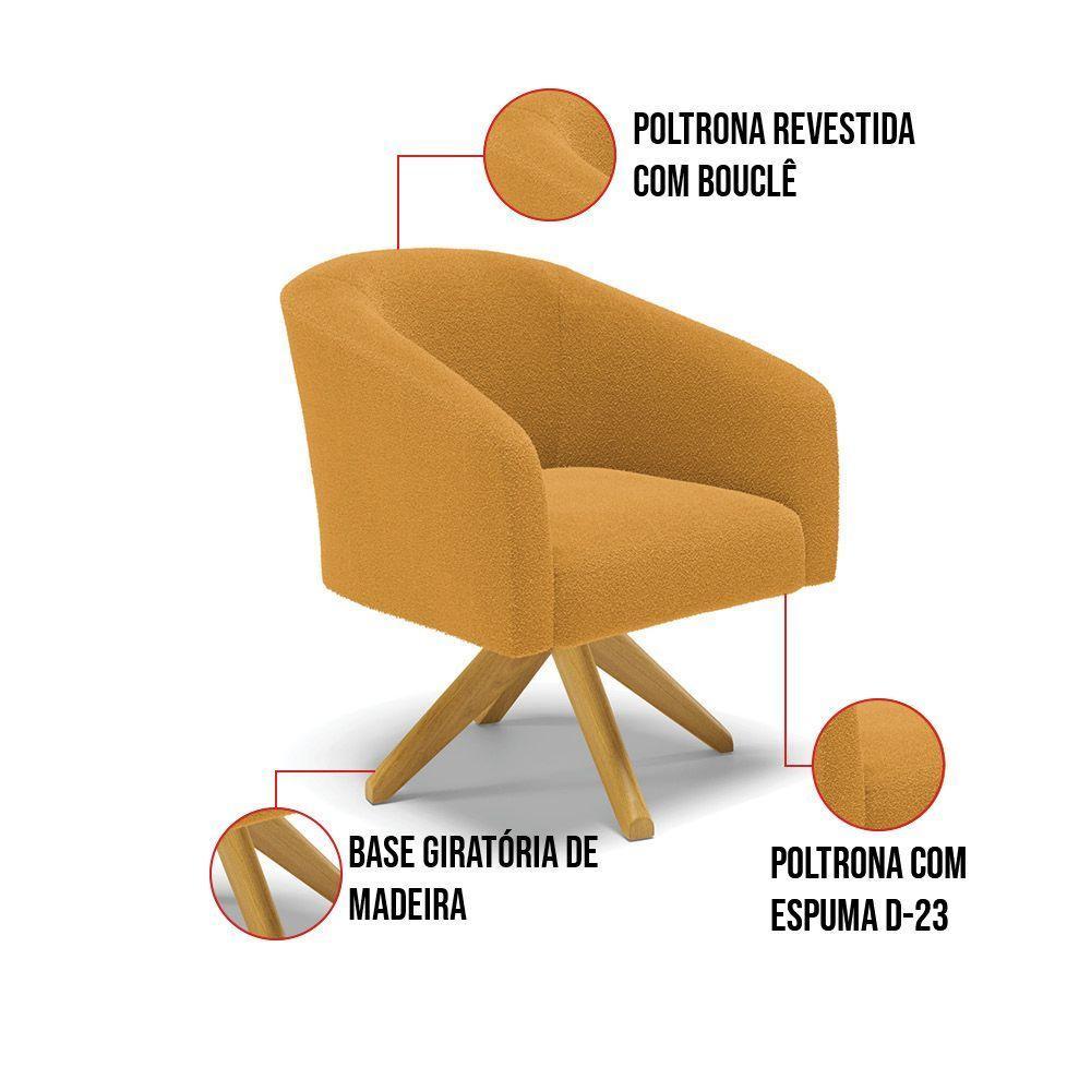 Poltrona Decorativa Giratória Ma30 Kit 2 Stella Bouclê Mostarda D03 - D'rossi - 3