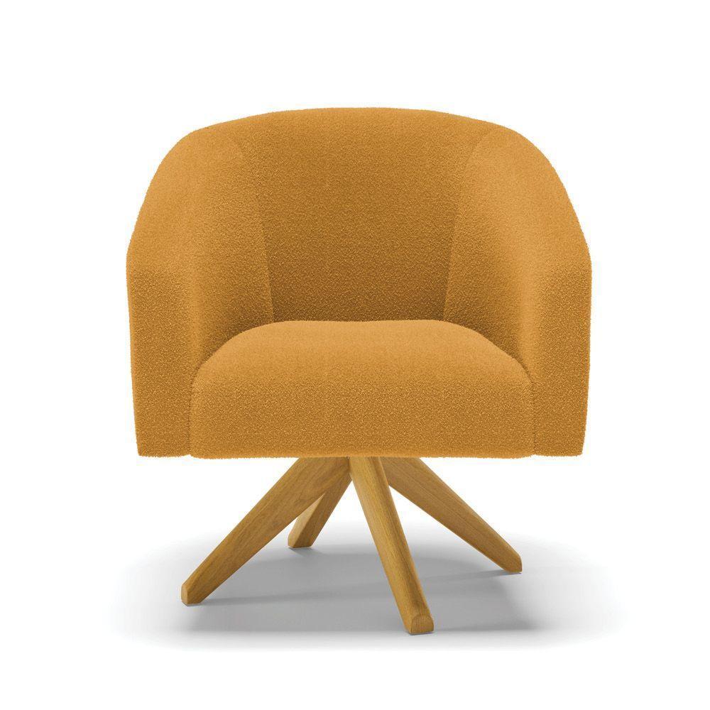 Poltrona Decorativa Giratória Ma30 Kit 2 Stella Bouclê Mostarda D03 - D'rossi - 5