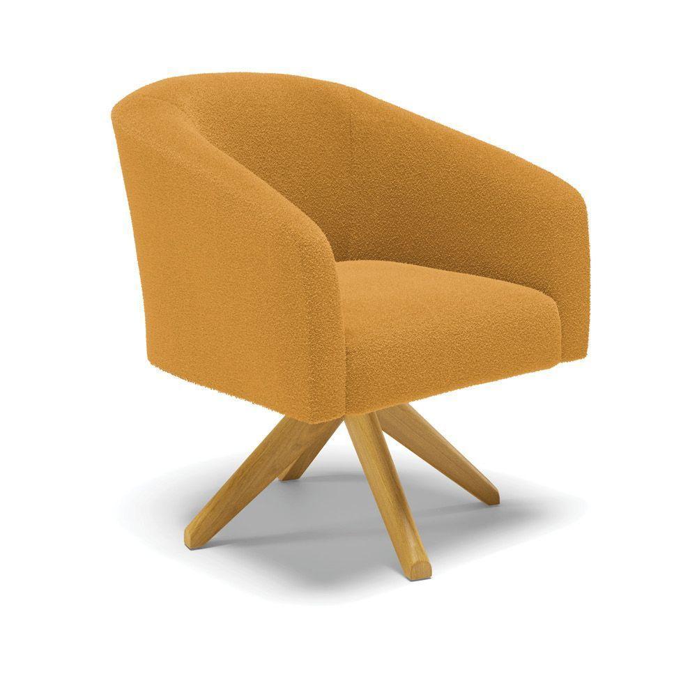 Poltrona Decorativa Giratória Ma30 Kit 2 Stella Bouclê Mostarda D03 - D'rossi - 6